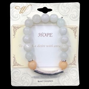 HOPE Genuine Semi-Precious Stone Beaded Worded Stretch Bracelet